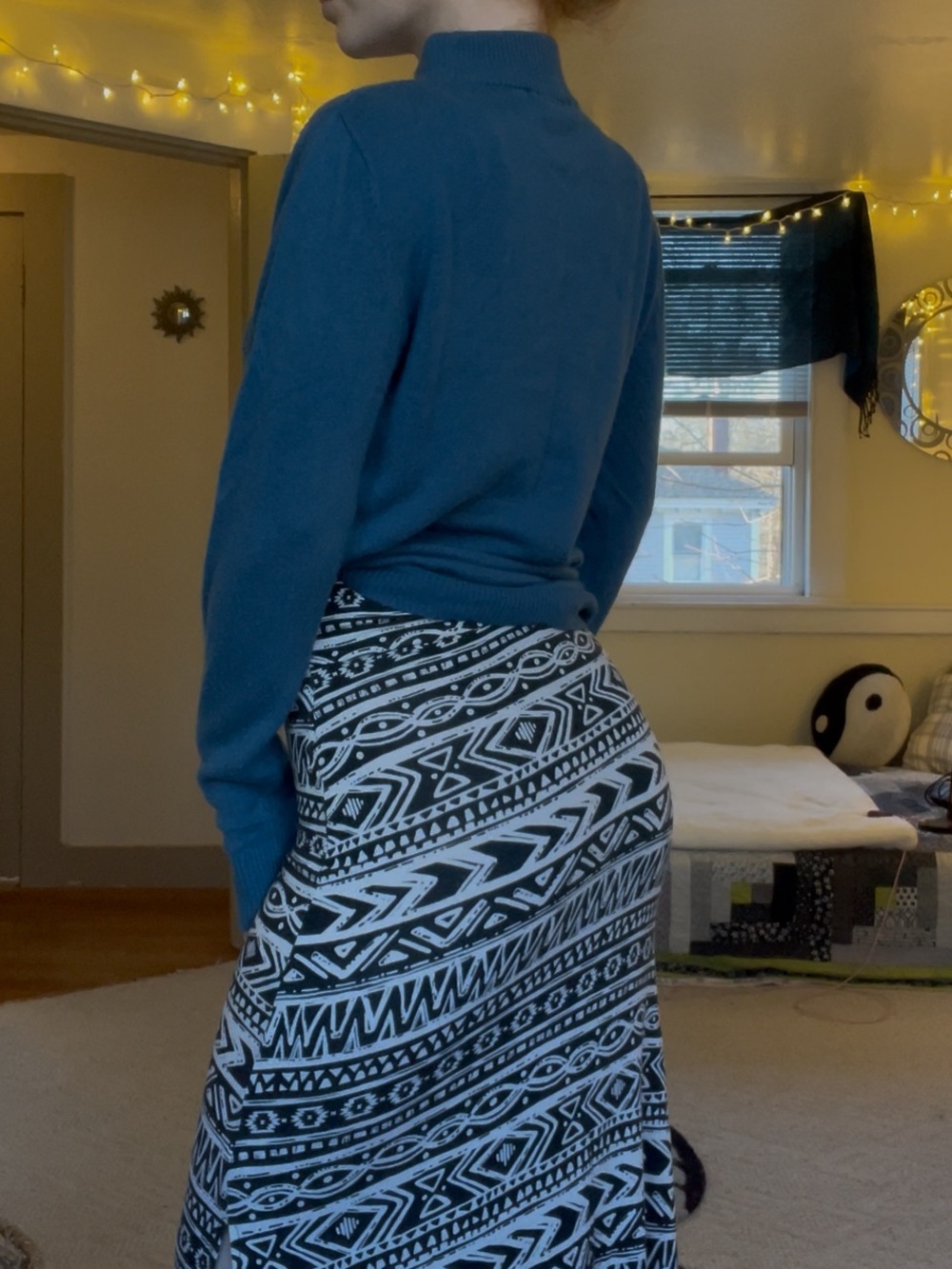 Zara Knit Blue Mock Neck Crew Sweater Soft Cozy Cute Spring Summer Longsleeve - Picture 3 of 12